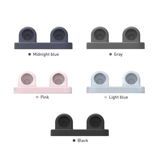 Alt view image 7 of 7 - Dual Charger Stand Holder (Charger Not Included) Compatible with Apple Watch Ultra 3/2/1, SE 3/2/1, Series 11 10 9 8 7 6 5 4 3 Silicone Double iWatch Charging Stand