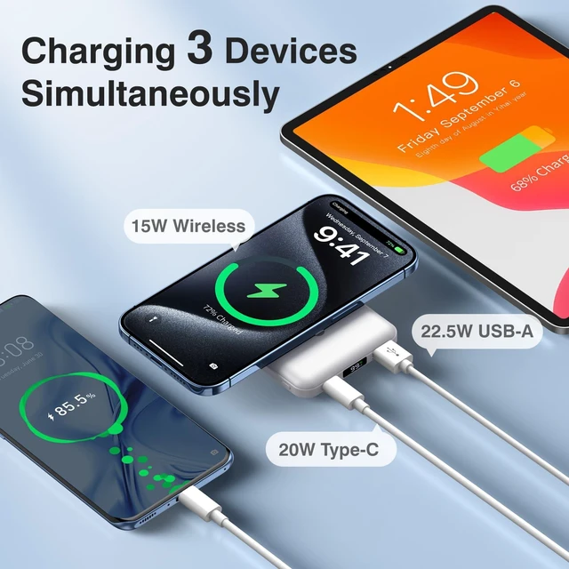 Alt view image 4 of 6 - for MagSafe Portable Charger, 10000mAh Magnetic Charger for iPhone | Power Bank with Stand, 22.5W Fast Charging, LED Display, Wireless Battery Pack for iPhone 17/16/15/14/13/12, Travel Essential