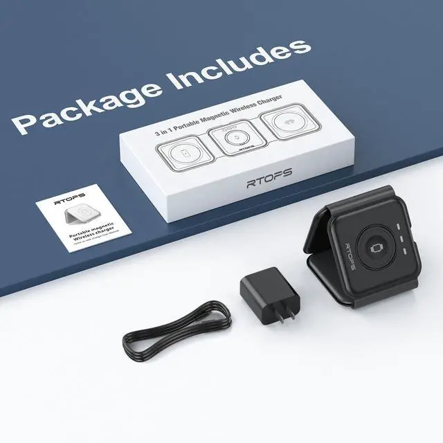 Alt view image 7 of 7 - Wireless Charger 3 in 1, Magnetic Traval Wireless Charging Station GaN Compatible with Apple Magsafe Multiple Devices for iphone17/16/15/14/13/Pro/Max,iWatch,AirPods4/3/2/Pro(Adapter Includes)