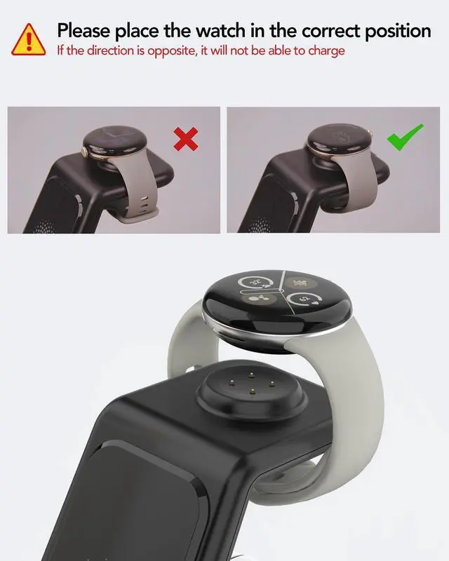 Alt view image 4 of 7 - 3 in 1 Wireless Charger for Google Pixel Watch 3/2, for Pixel 10 9/Pro/Pro XL/Fold,Buds Pro 2/Pro,Fitbit Versa 4/3,Wireless Charging Station for Multiple Devices (Not for Google Watch 4/1)