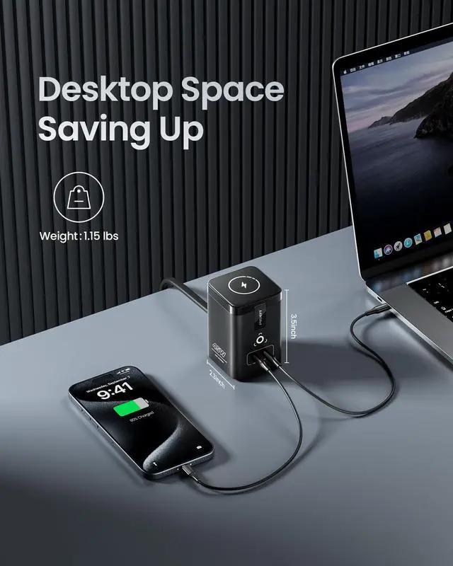 Alt view image 6 of 7 - 4-in-1 Mag-Safe Wireless Charger - 45W GaN Charging Station for Multiple Devices, Qi Certified Mag-Safe Stand Magnetic Wireless Charger Fast Charging for iPhone 16/15/14/13/12, Samsung, AirPods