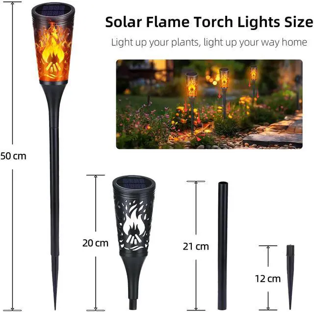 Alt view image 5 of 7 - Solar Lights Outdoor, 6 Pack Solar Torch Lights with Flickering Flame, IP65 Waterproof Yard Lights Landscape Decoration Lighting for Outside Garden Lawn Pathway Patio Decorations