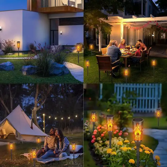 Alt view image 6 of 7 - Solar Lights Outdoor, 6 Pack Solar Torch Lights with Flickering Flame, IP65 Waterproof Yard Lights Landscape Decoration Lighting for Outside Garden Lawn Pathway Patio Decorations