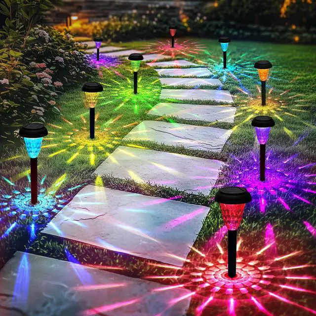 Main image of Solar Lights Outdoor Waterproof for Pathway, 12 Pack Color Changing | Solar Pathway Lights, Garden Light for Yard Patio Driveway Walkway Lawn Landscape Lighting for Outdoor Decorations