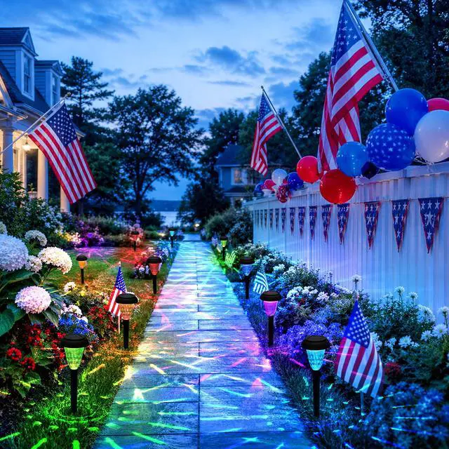 Alt view image 2 of 7 - Solar Lights Outdoor Waterproof for Pathway, 12 Pack Color Changing | Solar Pathway Lights, Garden Light for Yard Patio Driveway Walkway Lawn Landscape Lighting for Outdoor Decorations