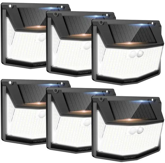Main image of 248 LED Outdoor Solar Lights & Motion Sensor 6 Pack, 300° Angle & 3 Lighting Modes Solar Lights Outdoor Waterproof, Solar Powered Security Flood Wall Lights IP66 for Outside/Yard Fence/Garden