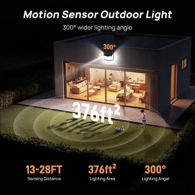 Alt view image 4 of 7 - 248 LED Outdoor Solar Lights & Motion Sensor 6 Pack, 300° Angle & 3 Lighting Modes Solar Lights Outdoor Waterproof, Solar Powered Security Flood Wall Lights IP66 for Outside/Yard Fence/Garden