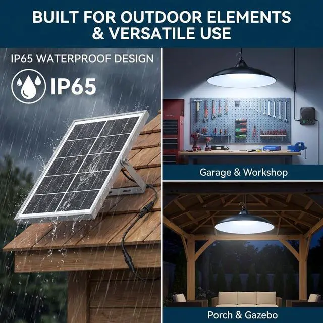 Alt view image 6 of 7 - Solar Shed Lights Indoor Outdoor, 3200LM Motion Sensor Pendant Light Daytime Available with Remote & Button Control, IP65 Waterproof 4 Lighting Modes for Barn Garage Gazebo Chicken Coop Shop - 1 Pack