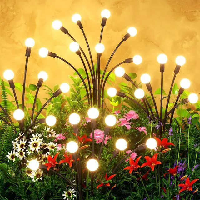 Main image of Solar Lights Outdoor(4 Pack,32 LEDs),Solar Lights Outdoor Waterproof for Garden Decor,4 Modes Firefly Light for Outdoor Decor,Big Bulb High Lumens Patio Decor,Sway by Wind,Gardening Gifts for Women