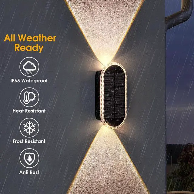 Alt view image 4 of 6 - Solar Fence Lights Outdoor - 3000/4000/6000K 3 Modes, IP65 Waterproof Fence Lights Solar Powered, Up & Down Lighting Solar Wall Lights Outdoor for Backyard/Garden/Patio/Garage and Wall decor (8 pack)