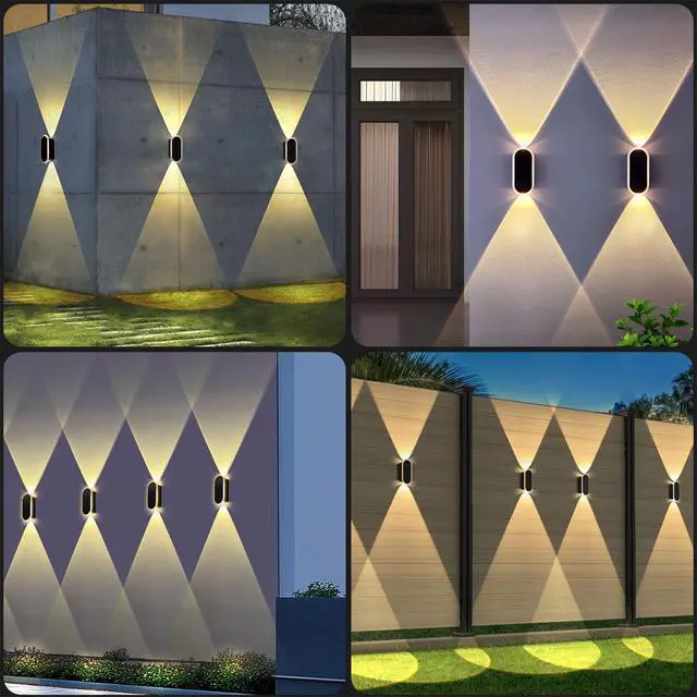 Alt view image 6 of 6 - Solar Fence Lights Outdoor - 3000/4000/6000K 3 Modes, IP65 Waterproof Fence Lights Solar Powered, Up & Down Lighting Solar Wall Lights Outdoor for Backyard/Garden/Patio/Garage and Wall decor (8 pack)