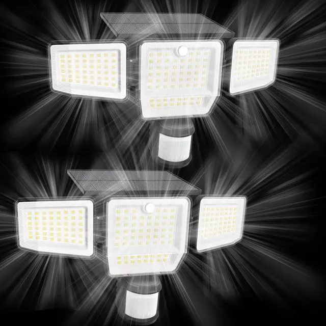 Main image of 6000LM Solar Lights Outdoor, 4 Heads Motion Sensor Outdoor Lights, Solar Flood Lights for Yard House Outside Garage, IP65 Waterproof, 3 Modes, Easy Install, 2 Pack