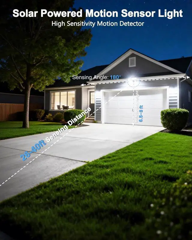 Alt view image 6 of 7 - 6000LM Solar Lights Outdoor, 4 Heads Motion Sensor Outdoor Lights, Solar Flood Lights for Yard House Outside Garage, IP65 Waterproof, 3 Modes, Easy Install, 2 Pack