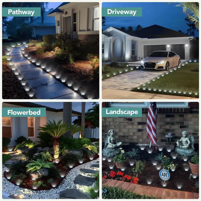 Alt view image 2 of 7 - 10 Pack Small Solar Ground Lights, Pathway Lights Cool White