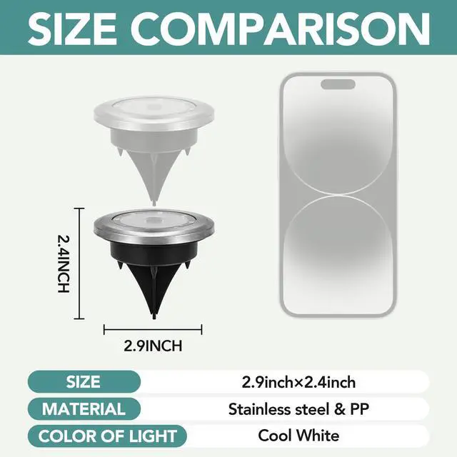 Alt view image 4 of 7 - 10 Pack Small Solar Ground Lights, Pathway Lights Cool White