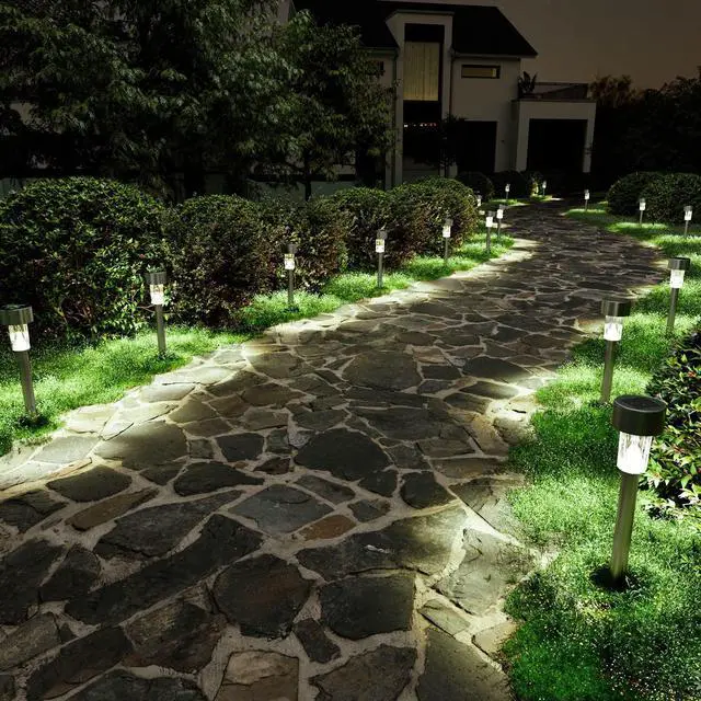 Alt view image 2 of 7 - 16 Pack Solar Lights Outdoor, Stainless Steel Solar Pathway Lights | Solar Lights Outdoor Waterproof,LED Landscape Lighting Walkway for Landscape/ Patio/Lawn/Yard/Driveway-Cold White