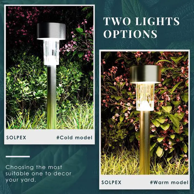 Alt view image 5 of 7 - 16 Pack Solar Lights Outdoor, Stainless Steel Solar Pathway Lights | Solar Lights Outdoor Waterproof,LED Landscape Lighting Walkway for Landscape/ Patio/Lawn/Yard/Driveway-Cold White