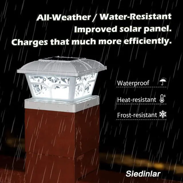 Alt view image 5 of 6 - Solar Post Cap Lights Outdoor 2 Color Modes 8 LEDs for 4x4 5x5 6x6 Posts Fence Deck Patio Decoration Warm & Cool White Lighting (4 Pack)