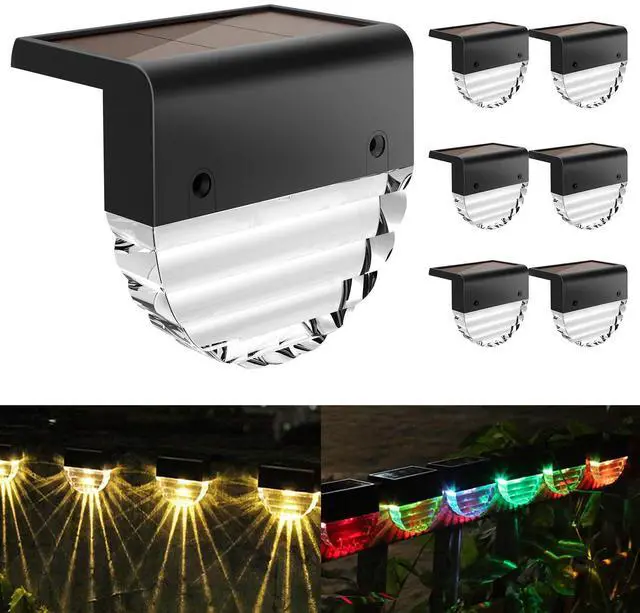 Main image of Solar Deck Lights, 6 Pack Waterproof LED Solar Step Light Outdoor, Fence Lights Solar Powered for Outside, Garden, Patio, Stairs,Yard,10 Lumens, Warm White/Color Changing Lighting