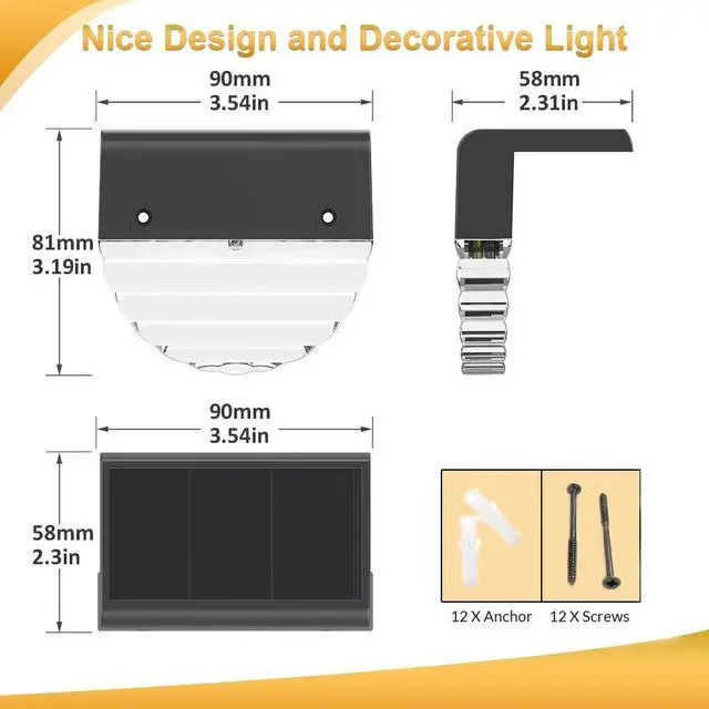 Alt view image 6 of 6 - Solar Deck Lights, 6 Pack Waterproof LED Solar Step Light Outdoor, Fence Lights Solar Powered for Outside, Garden, Patio, Stairs,Yard,10 Lumens, Warm White/Color Changing Lighting