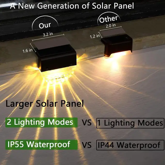 Alt view image 4 of 6 - Solar Deck Lights, 6 Pack Waterproof LED Solar Step Light Outdoor, Fence Lights Solar Powered for Outside, Garden, Patio, Stairs,Yard,10 Lumens, Warm White/Color Changing Lighting
