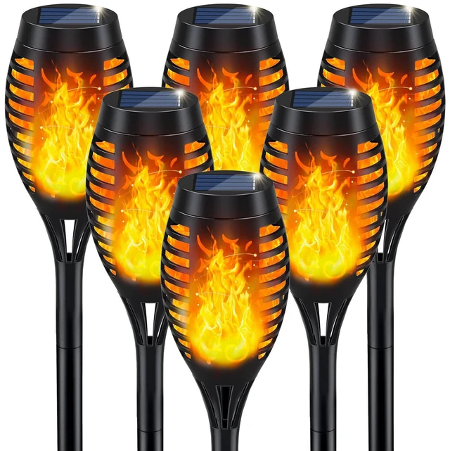 Main image of Solar Torch Light with Flickering Flame for Halloween Decorations | Solar Lights Outdoor for Halloween Decor, Waterproof Solar Garden Lights, Flame Torches for Outside Garden Patio Pathway Yard