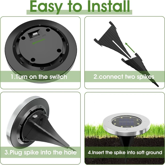 Alt view image 5 of 7 - Solar Lights Outdoor Waterproof, Cold White, 16 Pack Ground Lights Solar Powered Lights Outdoor Solar Disk Light Landscape Light for Deck Step Patio Yard Pathway Walkway Driveway Garden