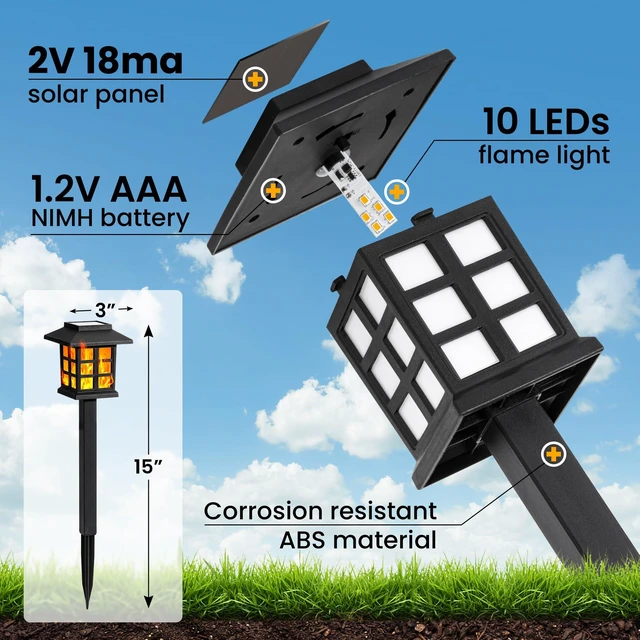 Main image of Solar Lights Outdoor Waterproof 12 Pack, LED Garden Decor Flickering Flame LED Solar Garden Lights Outdoor Decor, 8 Hours of Landscape Lighting for Garden
