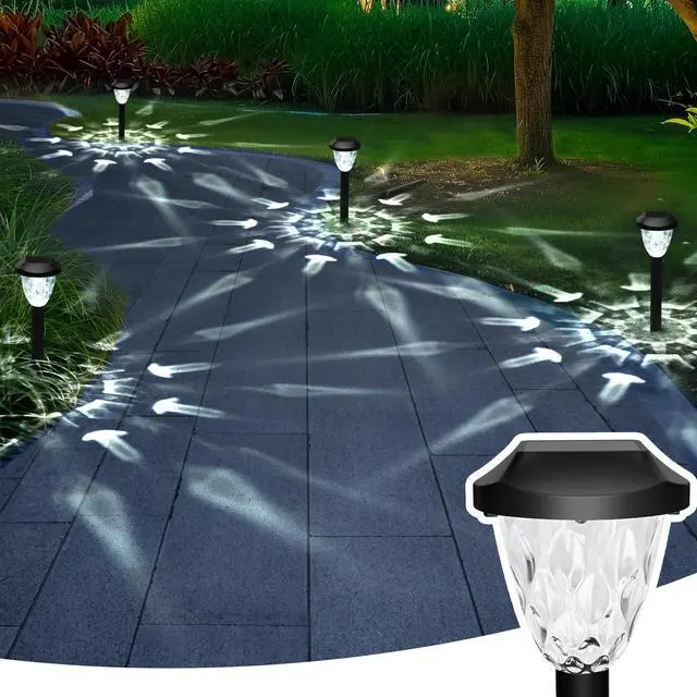 Alt view image 2 of 7 - Solar Pathway Lights, 8 Pack Outdoor Waterproof | Elegant pattern auto on/off dusk to dawn. Perfect for yard, garden, walkway, driveway, lawn. 8-pack landscape set