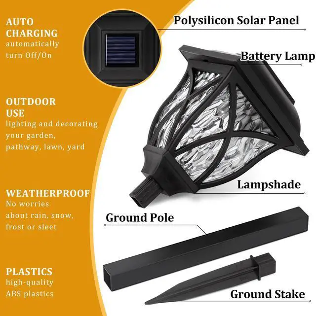 Alt view image 3 of 7 - 6 Pack Solar Lights Outdoor Waterproof, LED Solar Garden Lights | Outdoor Decorations, Garden Decor for Yard, Patio, Landscape, Planter, Walkway (Warm White)