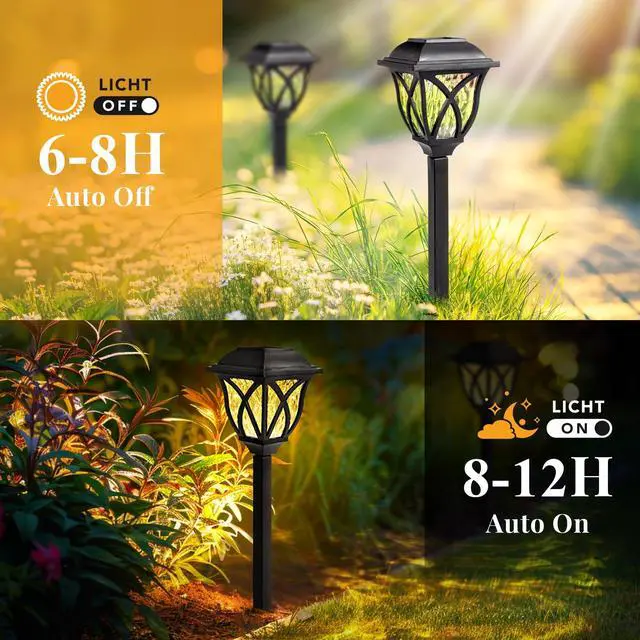 Alt view image 5 of 7 - 6 Pack Solar Lights Outdoor Waterproof, LED Solar Garden Lights | Outdoor Decorations, Garden Decor for Yard, Patio, Landscape, Planter, Walkway (Warm White)