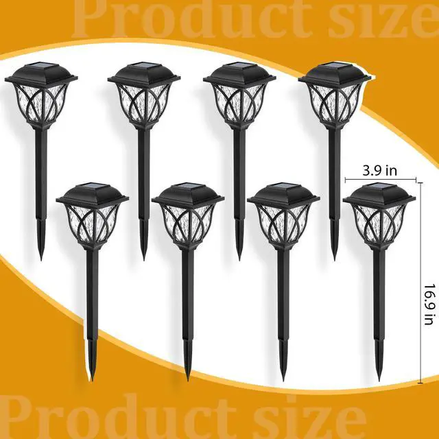 Alt view image 7 of 7 - 6 Pack Solar Lights Outdoor Waterproof, LED Solar Garden Lights | Outdoor Decorations, Garden Decor for Yard, Patio, Landscape, Planter, Walkway (Warm White)