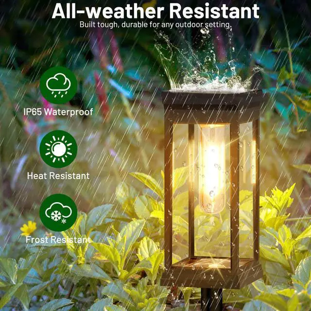Alt view image 4 of 7 - 8-Pack Solar Pathway Lights Outdoor, Landscape Lights Warm White | Upgraded Large Size & Bright LED, Auto ON/OFF, IP65 Waterproof, Easy Installation, Solar Powered Lights for Garden Walkway