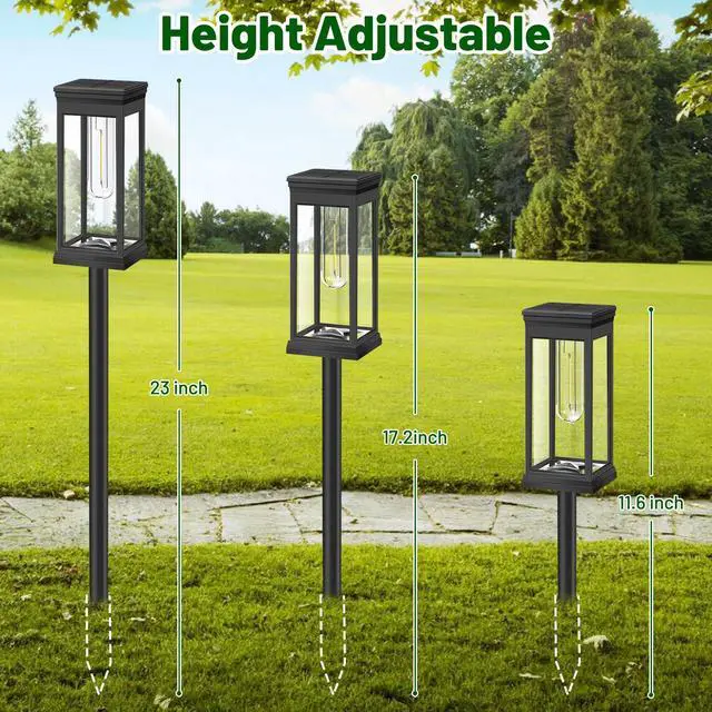 Alt view image 6 of 7 - 8-Pack Solar Pathway Lights Outdoor, Landscape Lights Warm White | Upgraded Large Size & Bright LED, Auto ON/OFF, IP65 Waterproof, Easy Installation, Solar Powered Lights for Garden Walkway
