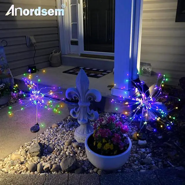 Alt view image 6 of 7 - Solar Garden Lights Outdoor: Bendable Copper Wire with 120 LED Firework Beads - Colorful Waterproof DIY Fairy Decoration for Yard Pathway Patio - Gifts for Women Mom Homeowners