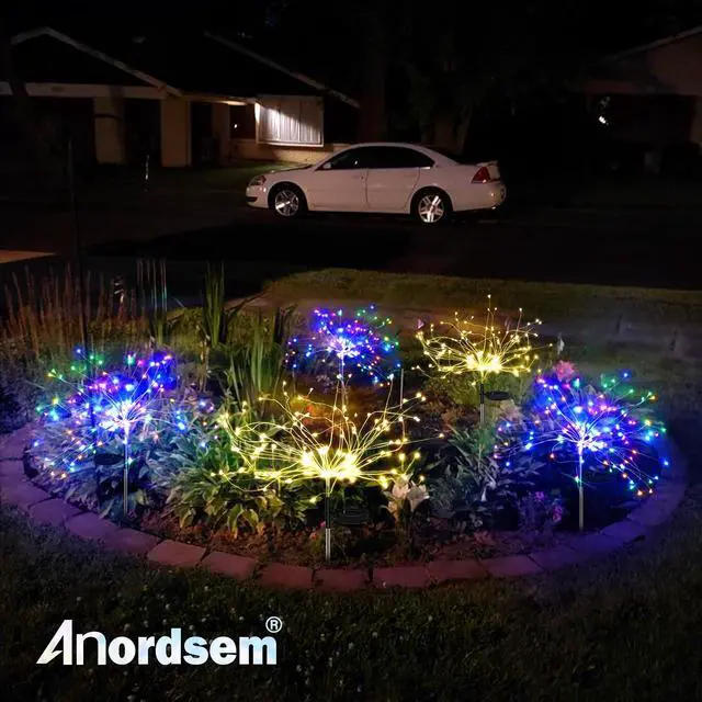 Alt view image 7 of 7 - Solar Garden Lights Outdoor: Bendable Copper Wire with 120 LED Firework Beads - Colorful Waterproof DIY Fairy Decoration for Yard Pathway Patio - Gifts for Women Mom Homeowners