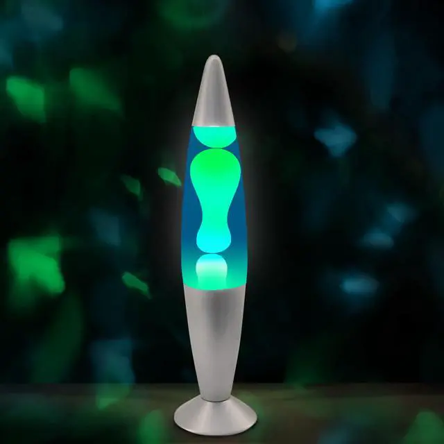 Alt view image 4 of 7 - 16" Beautiful Lamp- Blue with Yellow/Green Wax, Relaxing Liquid Light, Night Light Nightlight, Home Decor Living Room Office Bedroom Lamp for Adults Teens Kids, Magma Motion