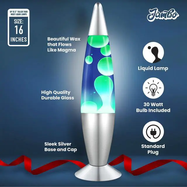 Alt view image 5 of 7 - 16" Beautiful Lamp- Blue with Yellow/Green Wax, Relaxing Liquid Light, Night Light Nightlight, Home Decor Living Room Office Bedroom Lamp for Adults Teens Kids, Magma Motion