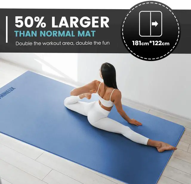 Alt view image 4 of 7 - Large Yoga Mat for Men and Women - 6'x4'x10mm, Extra Thick TPE Fitness Mat for Home Gym Workout, Non-Slip, Exercise Mat for Yoga, Pilates, Stretching, Meditation