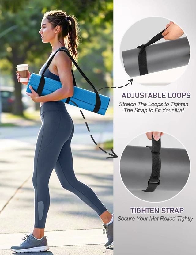 Alt view image 4 of 6 - Yoga Mat Carrier Strap - Adjustable Thick and Wide Strap for Carrying Mat or Stretching, Black