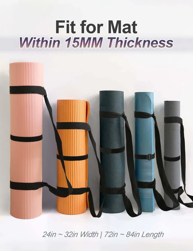 Alt view image 3 of 6 - Yoga Mat Carrier Strap - Adjustable Thick and Wide Strap for Carrying Mat or Stretching, Black