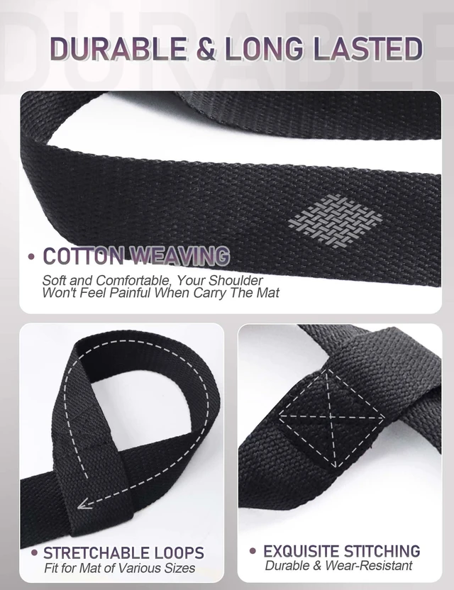 Alt view image 5 of 6 - Yoga Mat Carrier Strap - Adjustable Thick and Wide Strap for Carrying Mat or Stretching, Black