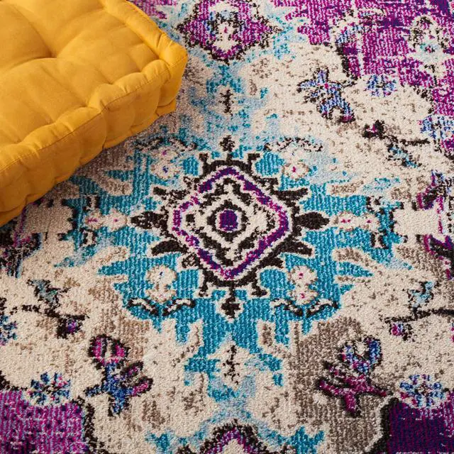 Alt view image 4 of 6 - Monaco Collection Area Rug - 3' x 5', Violet & Light Blue, Non-Shedding & Easy to Clean, Distressed Medallion Design, Ideal for Living Room, Bedroom, Dining Space (MNC243L)