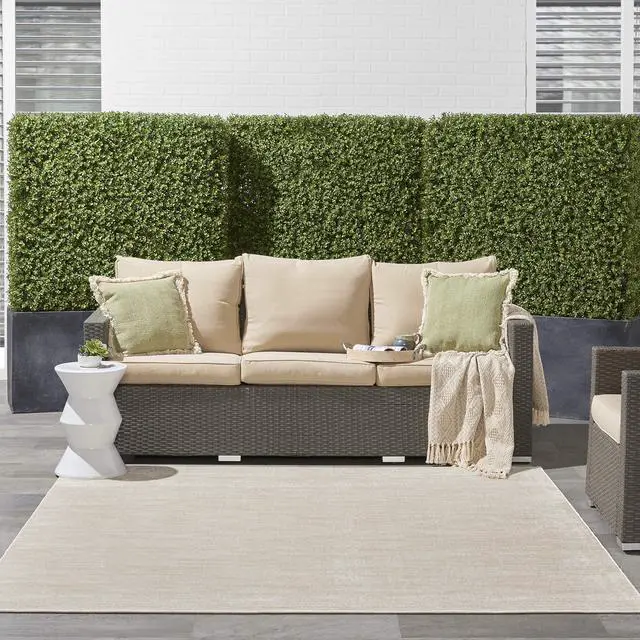 Alt view image 4 of 7 - Home Nourison Essentials Ivory Beige 7' x Square Area Rug - Easy Clean, Non Shedding, Bed Room, Living Room, Dining Room, Kitchen (7' x Square)