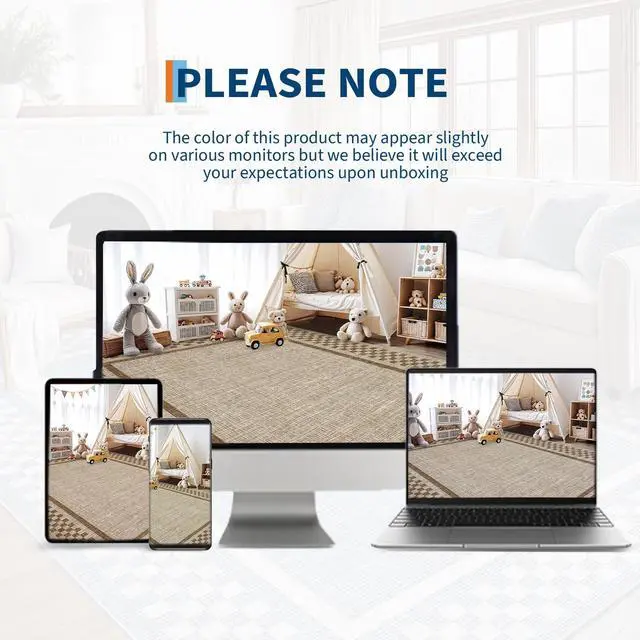 Alt view image 6 of 7 - 5x7 Washable Area Rug for Bedroom Living Room Non Slip Modern Bordered Throw Rugs Low Pile Soft Checkered Dining Room Area Rugs Geometric Throw Carpet for Kitchen Nursery Office, Taupe