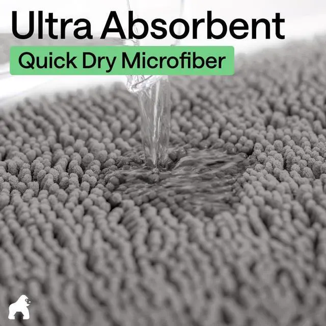 Alt view image 5 of 7 - Bath Rug Mat, Thick Soft Absorbent Chenille, Quick Dry Microfiber Mats, Rubber Backing, Machine Washable Shower Floor Rugs, Bathroom Bathmat Home Decor Accessories, 24x17 Grey