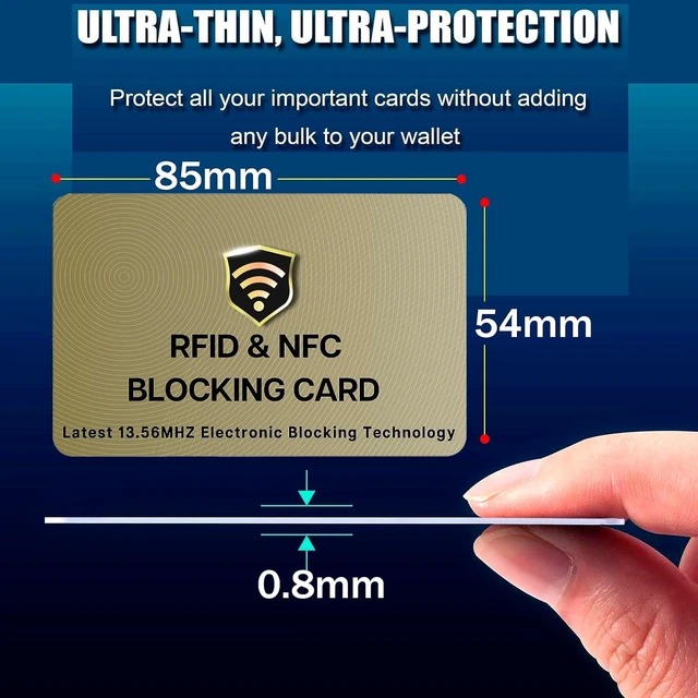 Alt view image 2 of 7 - 5 Pack RFID Blocking Card for Credit Debit ID Card, Golden | Slim Anti-Theft Contactless NFC RFID Blocker Protector, Easily Fit into Wallet and Purse, for Men & Women