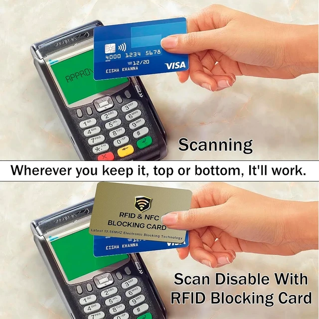 Alt view image 6 of 7 - 5 Pack RFID Blocking Card for Credit Debit ID Card, Golden | Slim Anti-Theft Contactless NFC RFID Blocker Protector, Easily Fit into Wallet and Purse, for Men & Women