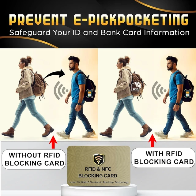 Alt view image 3 of 7 - 5 Pack RFID Blocking Card for Credit Debit ID Card, Golden | Slim Anti-Theft Contactless NFC RFID Blocker Protector, Easily Fit into Wallet and Purse, for Men & Women