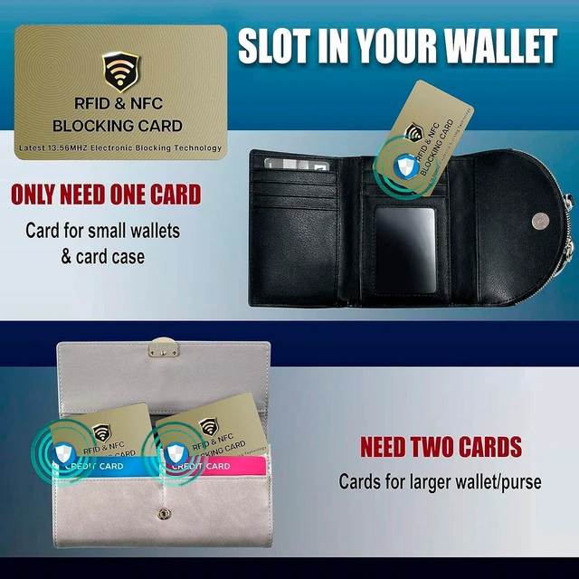 Alt view image 7 of 7 - 5 Pack RFID Blocking Card for Credit Debit ID Card, Golden | Slim Anti-Theft Contactless NFC RFID Blocker Protector, Easily Fit into Wallet and Purse, for Men & Women